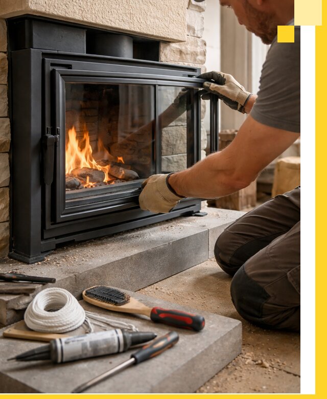 Производство, монтаж и доставка каминов со стеклом в Якутске