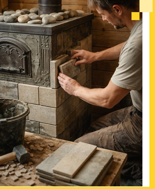 Облицовка банных печей в Якутске профессиональная отделка