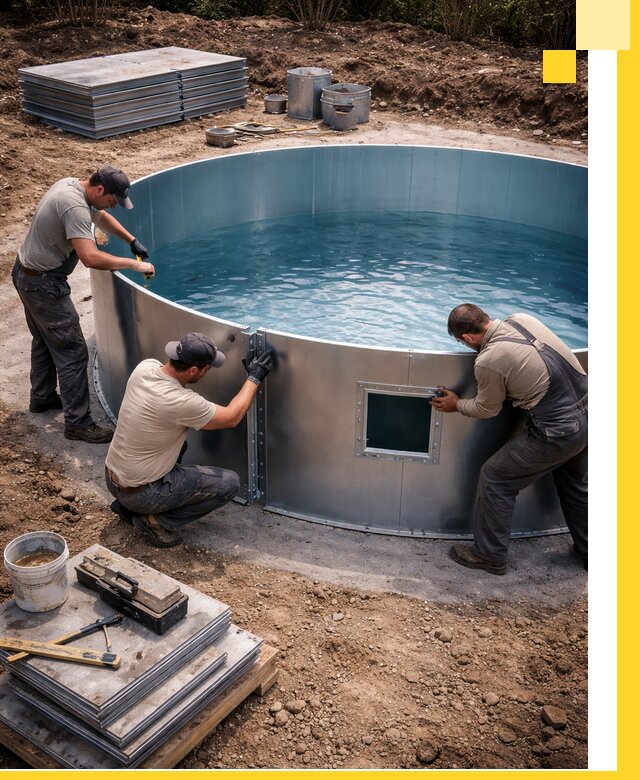 Круглые бассейны под ключ в Якутске проектирование и монтаж