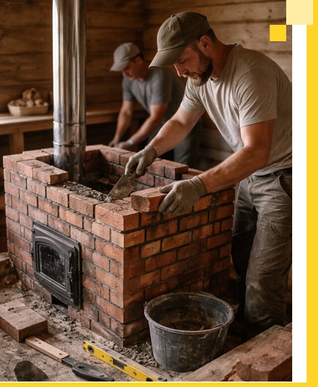 Кирпичные печи для бани под ключ в Якутске, проект и монтаж