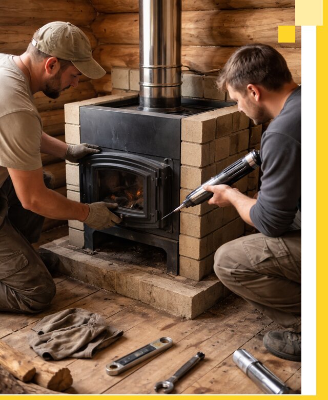 Монтаж и установка печи в бане под ключ с гарантией в Якутске