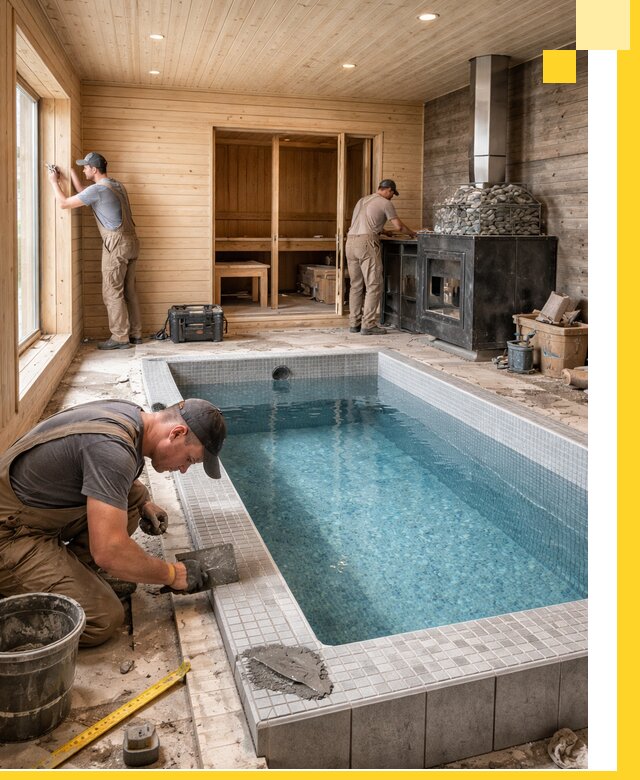 Проект бани с бассейном и сауной в Якутске под ключ