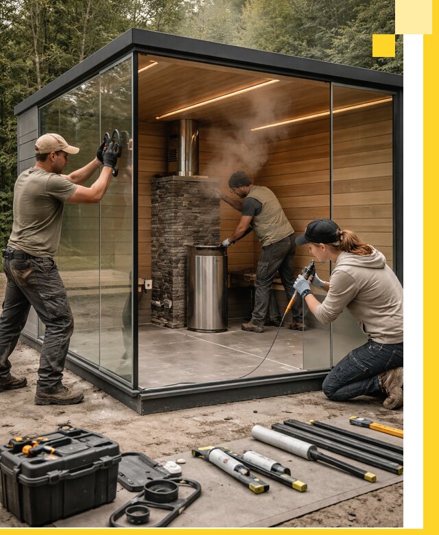 Проектирование и строительство стеклянных бань в Якутске