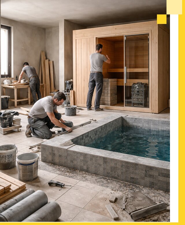 SPA зоны под ключ с бассейном сауной и печью в Якутске